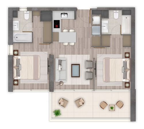 Arriendo Departamento SP 2D en suite 2B 1E 1B Costas de Montemar - Conc&oacute;n