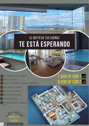 Venta Departamento 3D 2B 2E Costas de Montemar - Conc&oacute;n