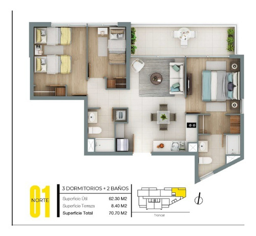 Arriendo Departamento NO 3D en suite Walk-in cl&oacute;set 2B 1E  - Vi&ntilde;a Del Mar