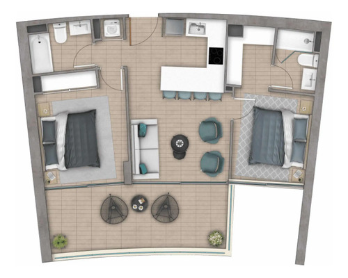Venta Departamento O 2D en suite 2B 1E 1B Montemar - Conc&oacute;n